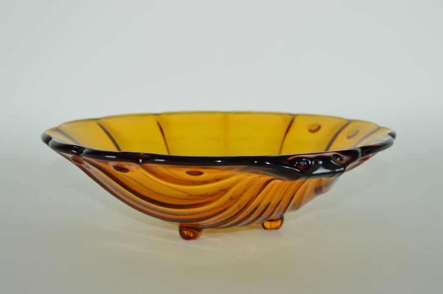 Peave Opgetild Brawl Schaal van glas in amberkleurige schelpvorm - Bodour