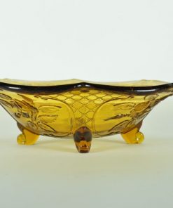 Alternative view of Fruitschaal met geperste rozen - amberkleurig glas