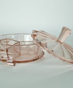 Alternative view of Bonbonniere Art Deco glas drievaks roze met deksel