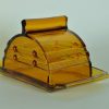 Kaasstolp Art Deco glas amberkleurig