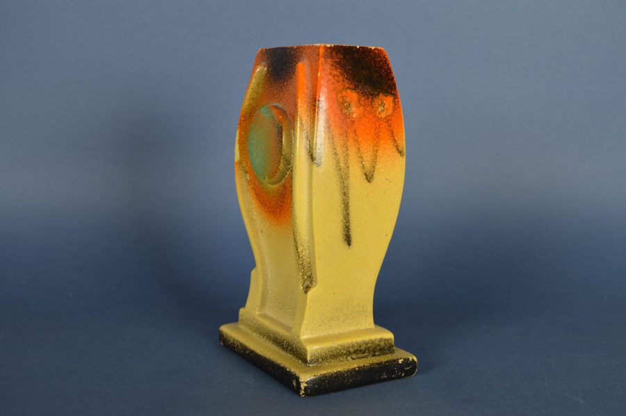Deuk analyse Mos Vaas Art Deco plateel aardewerk geel en oranje, rechthoekig - Bodour