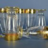 Shotglaasjes of borrelglazen met bewerkte gouden rand set van zes