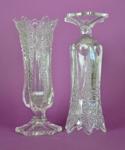 Alternative view of Brockwitz antiek footed prisma traandruppel Art Deco glazen vaas | set van twee