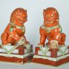 Chinese Tempelleeuwen - oranje foo dogs,  set van twee