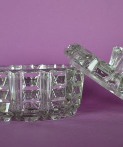 Bonbonniere op twaalf voeten Art Deco kleurloos glas