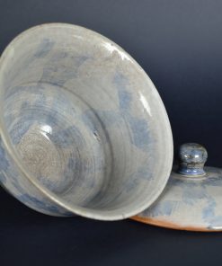 Alternative view of Opberg pot met deksel geglazuurd aardewerk in grijs en blauw