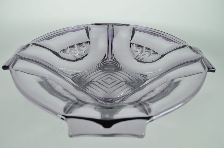 Remmen Krachtig Vertrouwelijk Schaal paars glas Art Deco op vier voetjes - Bodour