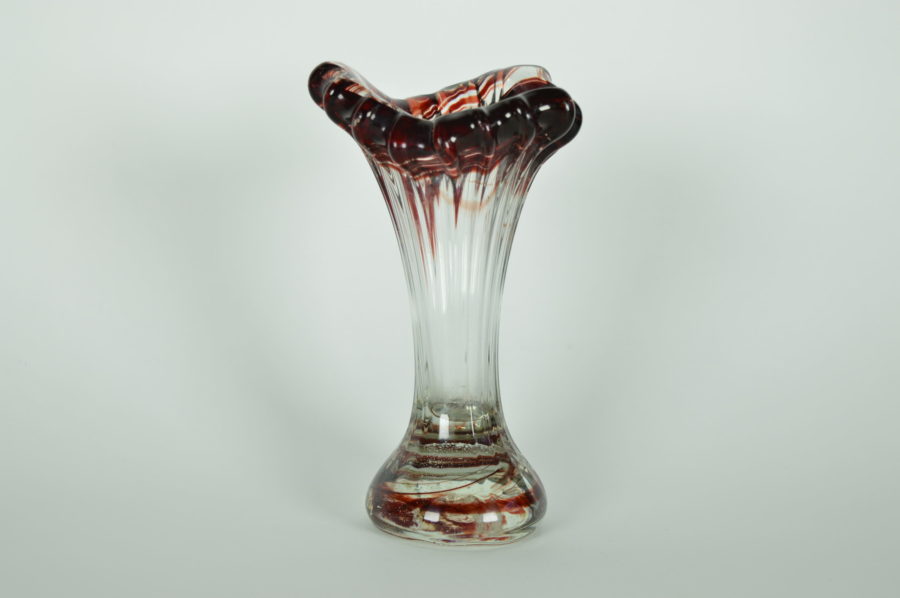 Het begin Ruwe slaap kader Glazen vaas rood en kleurloos - Murano Italië - Bodour