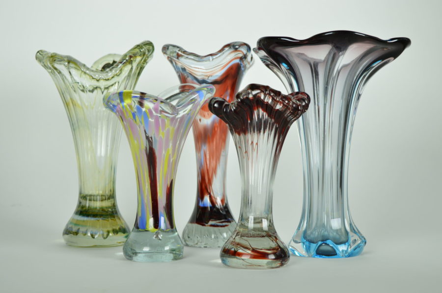 Vazen van glas met rood, blauw - set - Bodour