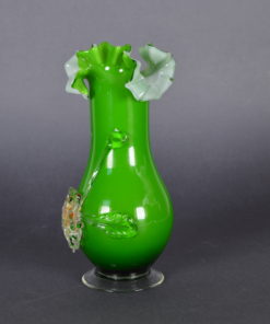 Murano vaas groen met multicolor bloem