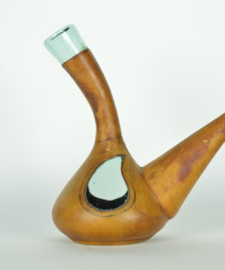 Porron Spaanse decanteer karaf aqua glas met leer