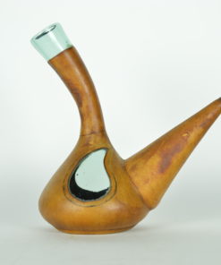 Porron Spaanse decanteer karaf aqua glas met leer