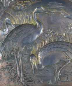 Tafelblik met reigers koper antiek