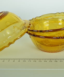 Schaaltje Glas Amberkleurig Bloemmotief