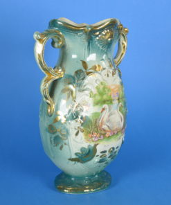 Vaas met Zwanen in turquoise en goud