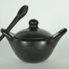 Black pottery aardewerk Colombia - pannetje met deksel en lepel