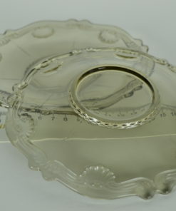 Schoteltje grijs-bruin glas Bloem schelp motief