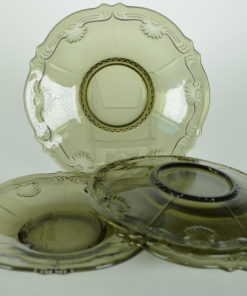 Schoteltje grijs-bruin glas Bloem schelp motief