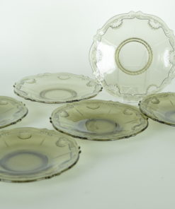 Schoteltje grijs-bruin glas Bloem schelp motief