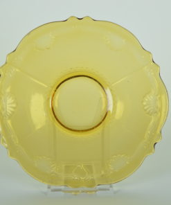 Schotels amberkleurig glas met bloem- of schelpmotief