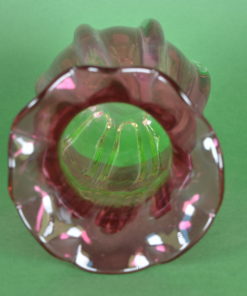 Vaas glas roze en groen en kleurloos glas Murano stijl