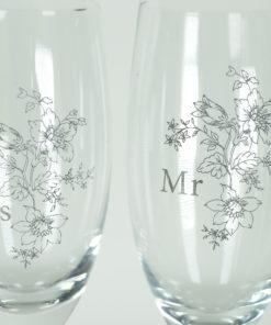 Champagneglazen Mr and Mrs