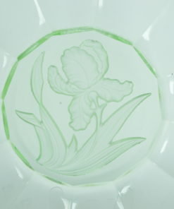 Uranium-Anna groen glas schaal met Iris