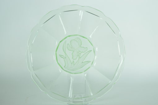 Uranium-Anna groen glas schaal met Iris