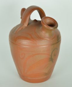 Waterkruik oranje keramiek met handvat