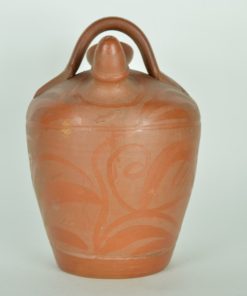 Waterkruik oranje keramiek met handvat