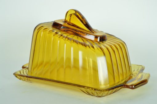 Kaasstolp amberkleurig glas