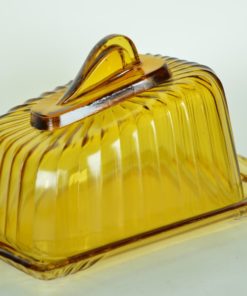 Kaasstolp amberkleurig glas