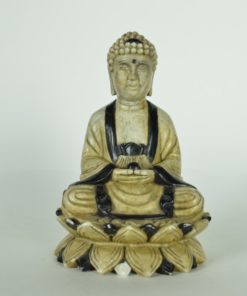 Boeddha van speksteen met zwarte bal