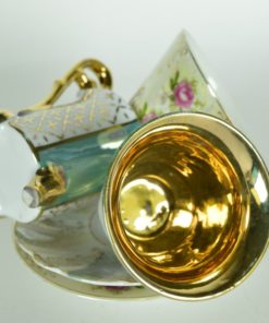 Kop en schotel klein met parelmoer - set van drie