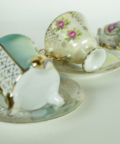 Kop en schotel klein met parelmoer - set van drie