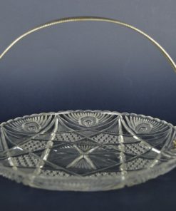 Presenteerschaal glas met zilverkleurig hengsel