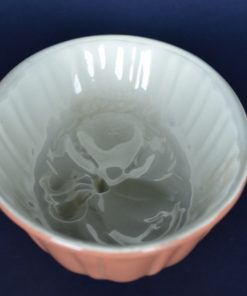Bakvorm puddingvorm patévorm oud roze keramiek