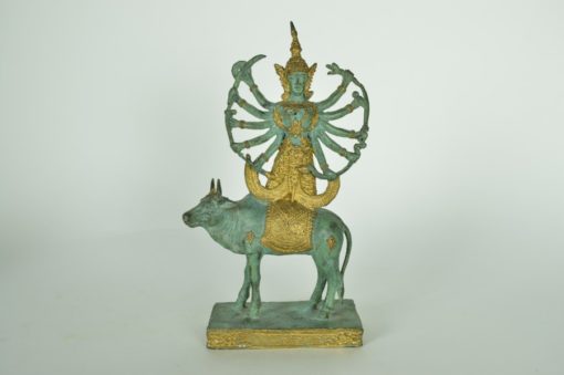 Shiva met tien armen op een heilige koe koper