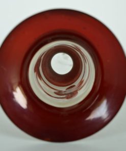 Vaas glas cranberry etched antiek