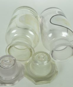 Apothekersflessen kleurloos glas achthoekige dop