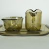 Art deco suiker en melk set - grijsbruin glas