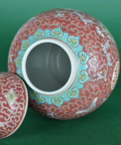 Gemberpot rood met vlinders - keramiek