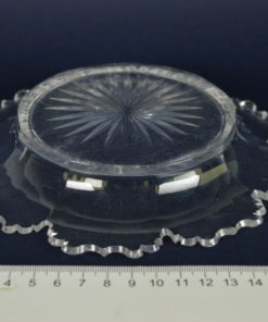 Biedermeier schaal kristal gekartelde rand