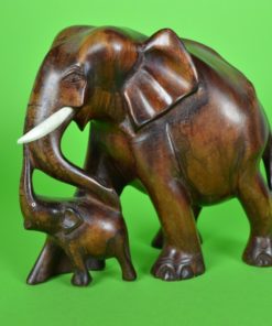 Olifantenmoeder met baby - hout