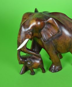Olifantenmoeder met baby - hout