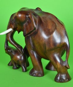 Olifantenmoeder met baby - hout