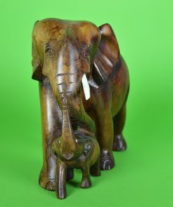Olifantenmoeder met baby - hout