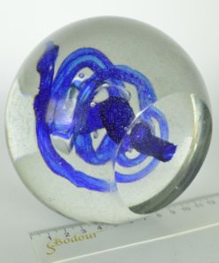 Presse-papier kleurloos en blauw glas - groot