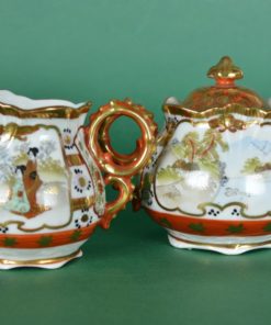 Melkkan en suikerpot Japans met parelrand