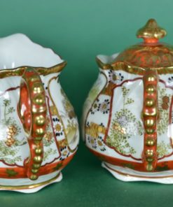 Melkkan en suikerpot Japans met parelrand